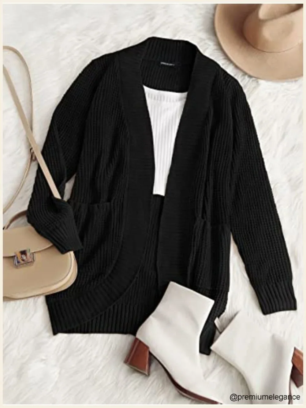Womens Long Sleeve Open Front Cardigan Chunky Knit Draped Sweater Coat with